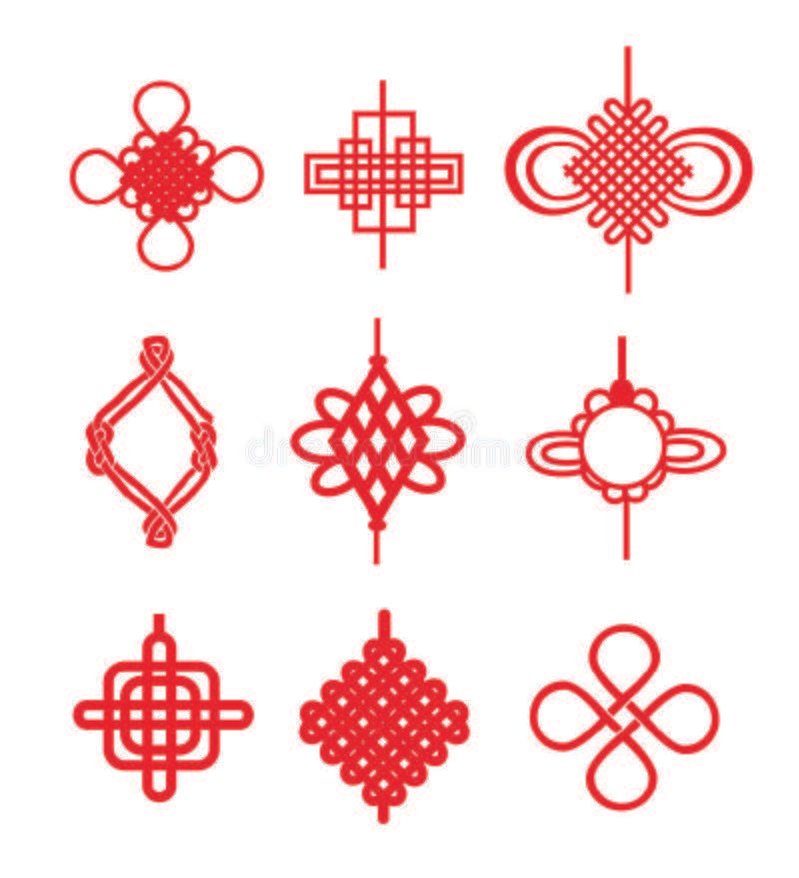 Traditional Chinese knots, reference for rope weaving in installation. 传统中国结,装置中绳网编织的参考。